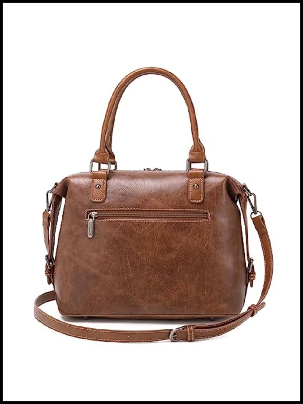 Vegan Leather Western Barrel Satchel Handbag for Women Adjustable Strap